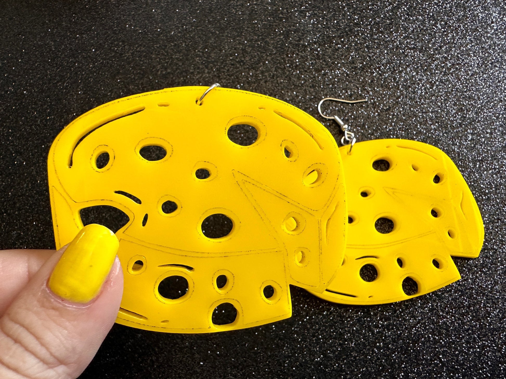 Cheese Wheel Earrings: Laser Cut Acrylic Cheese, Wheel of Cheese, Dairy, Cow, Swiss Cheese, Slices, Food Earrings, Gifts for Her/Him/Them
