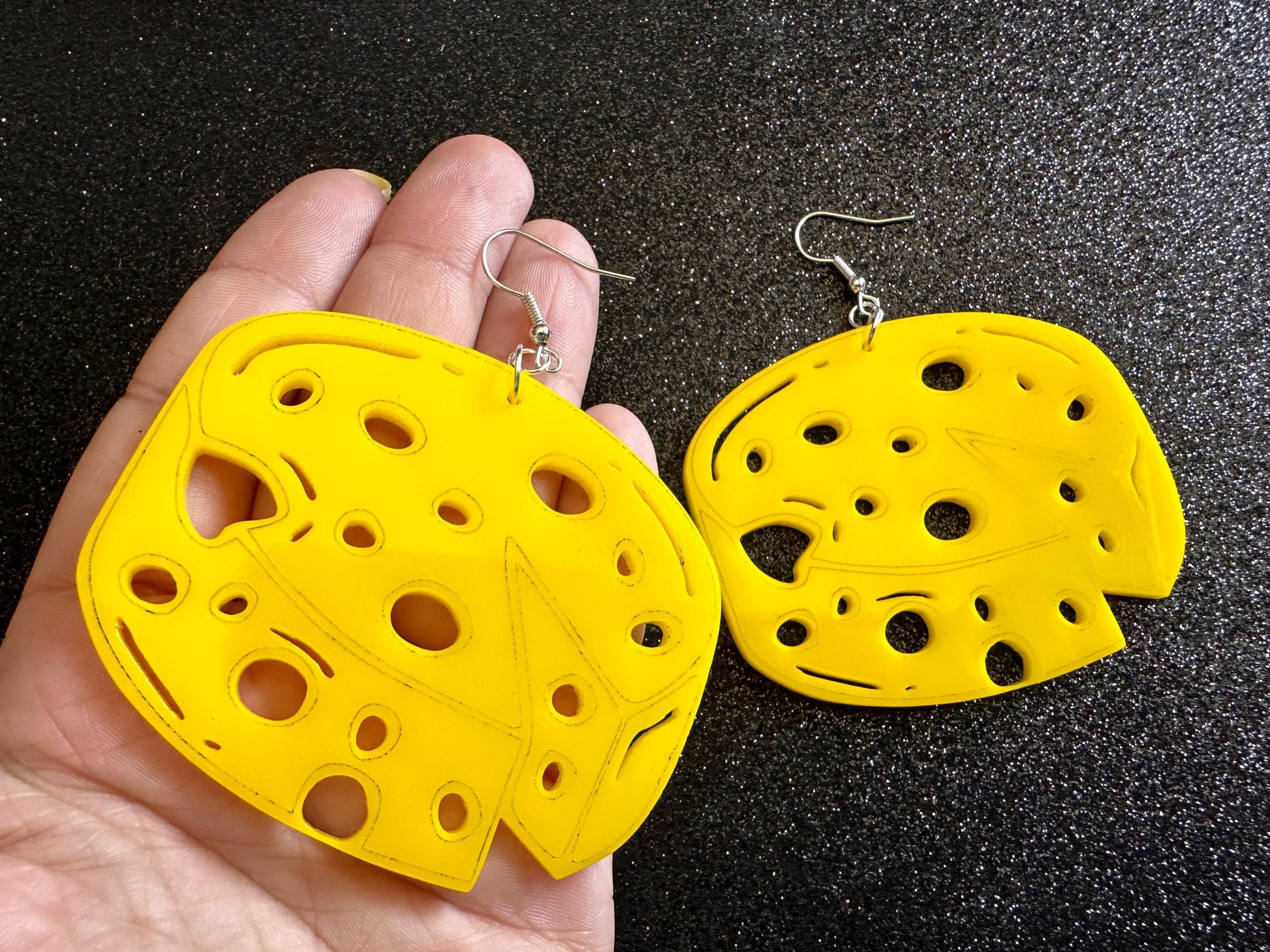 Cheese Wheel Earrings: Laser Cut Acrylic Cheese, Wheel of Cheese, Dairy, Cow, Swiss Cheese, Slices, Food Earrings, Gifts for Her/Him/Them
