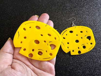 Cheese Wheel Earrings: Laser Cut Acrylic Cheese, Wheel of Cheese, Dairy, Cow, Swiss Cheese, Slices, Food Earrings, Gifts for Her/Him/Them