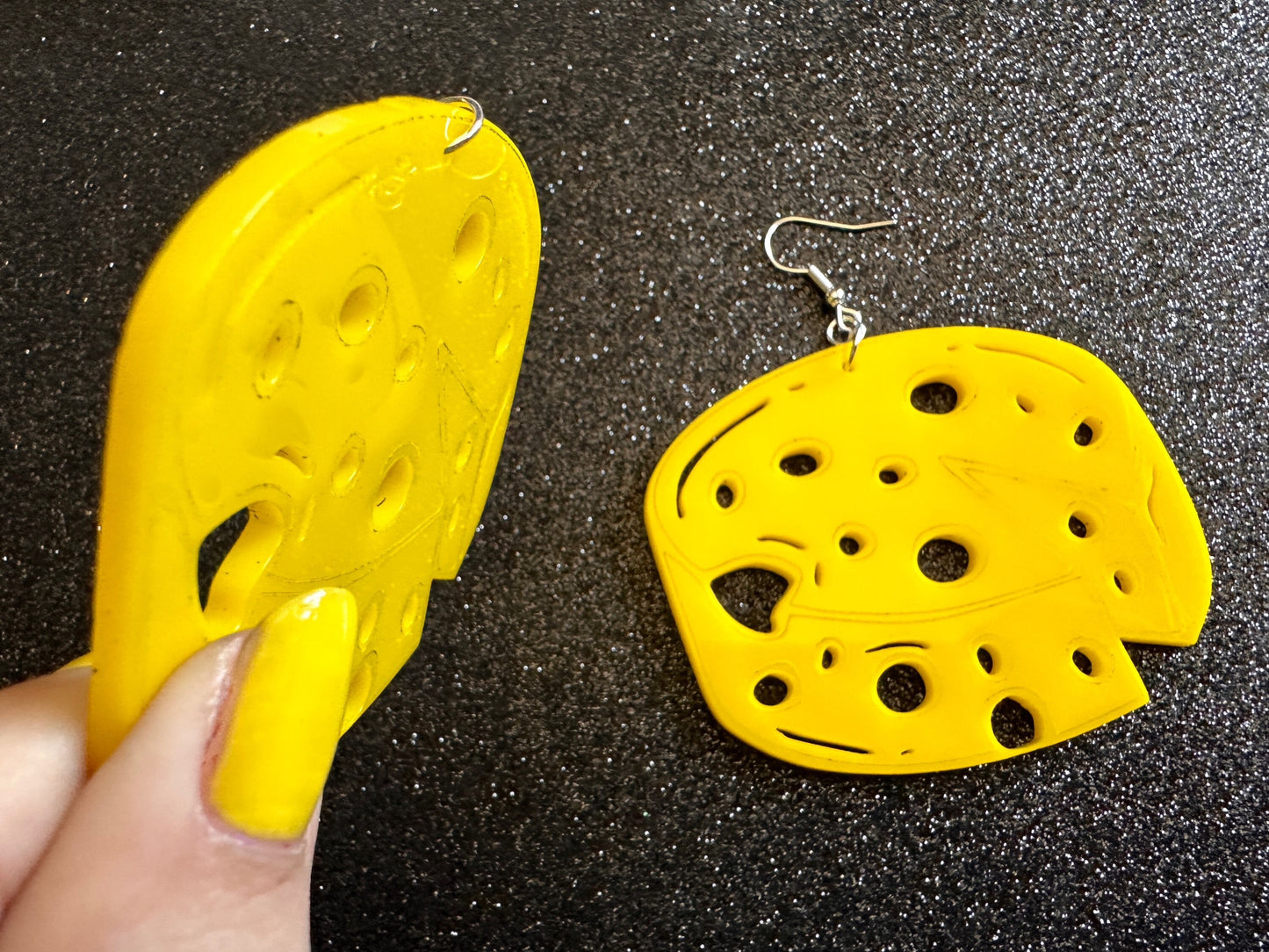 Cheese Wheel Earrings: Laser Cut Acrylic Cheese, Wheel of Cheese, Dairy, Cow, Swiss Cheese, Slices, Food Earrings, Gifts for Her/Him/Them