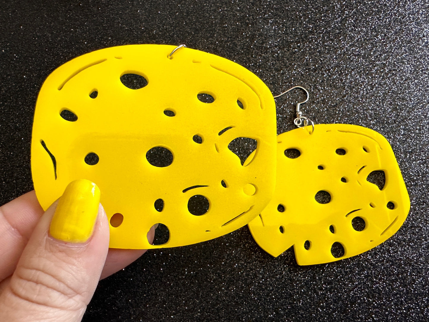 Cheese Wheel Earrings: Laser Cut Acrylic Cheese, Wheel of Cheese, Dairy, Cow, Swiss Cheese, Slices, Food Earrings, Gifts for Her/Him/Them