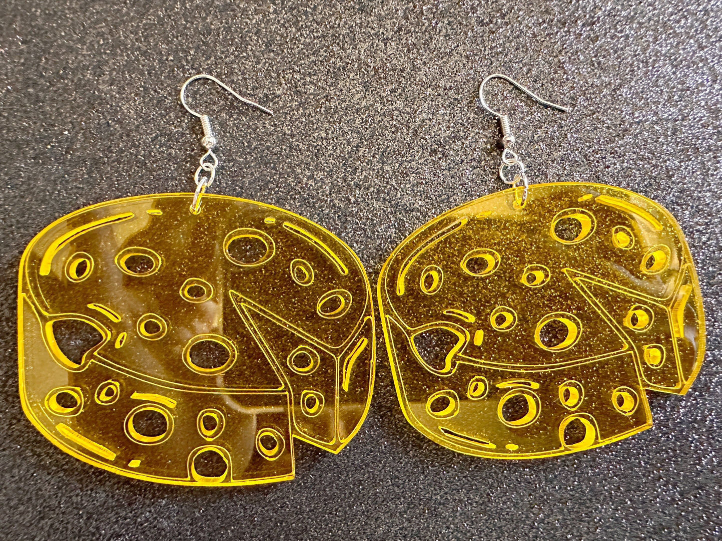 Cheese Wheel Earrings: Laser Cut Acrylic Cheese, Wheel of Cheese, Dairy, Cow, Swiss Cheese, Slices, Food Earrings, Gifts for Her/Him/Them