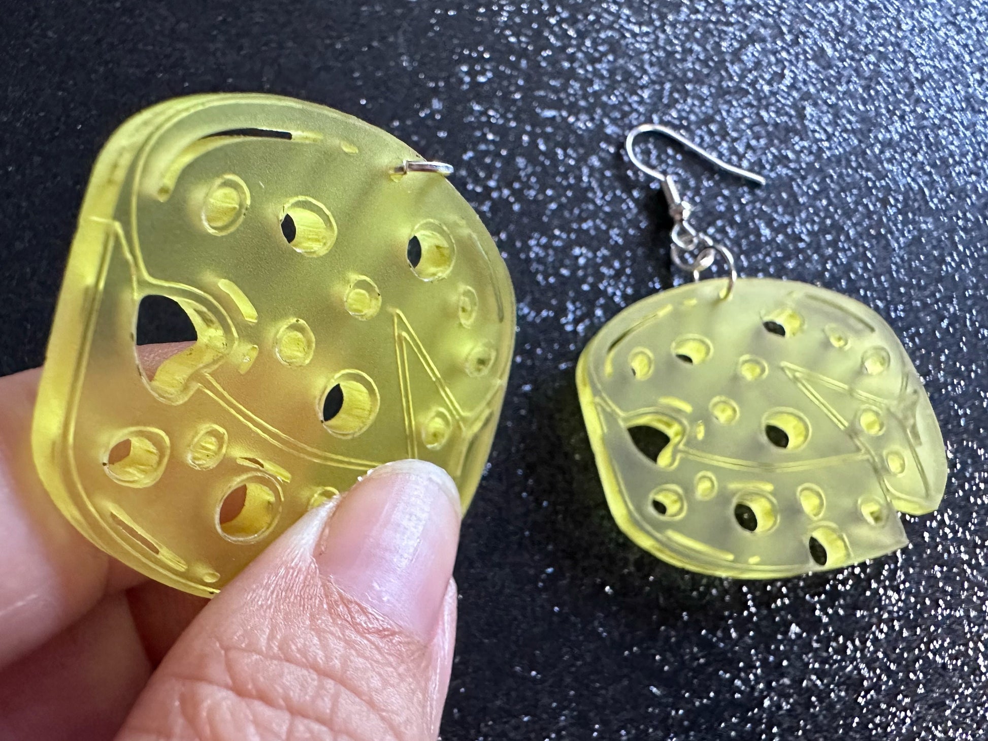 Cheese Wheel Earrings: Laser Cut Acrylic Cheese, Wheel of Cheese, Dairy, Cow, Swiss Cheese, Slices, Food Earrings, Gifts for Her/Him/Them
