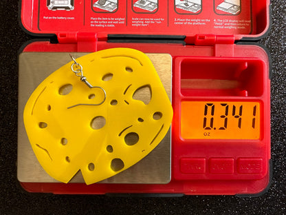 Cheese Wheel Earrings: Laser Cut Acrylic Cheese, Wheel of Cheese, Dairy, Cow, Swiss Cheese, Slices, Food Earrings, Gifts for Her/Him/Them