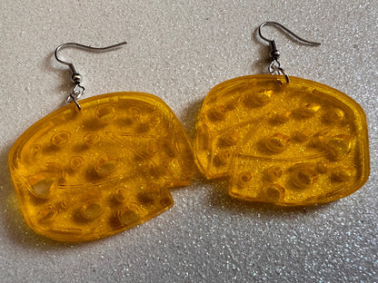 Cheese Wheel Earrings: Laser Cut Acrylic Cheese, Wheel of Cheese, Dairy, Cow, Swiss Cheese, Slices, Food Earrings, Gifts for Her/Him/Them