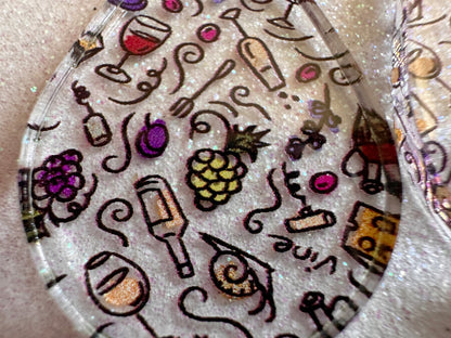 Cheese & Wine Earrings: Laser Cut Acrylic Charcuterie, Dairy, Cow, Swiss Cheese, Slices, Food, Party, French, Snails, Gifts for Her/Him/Them