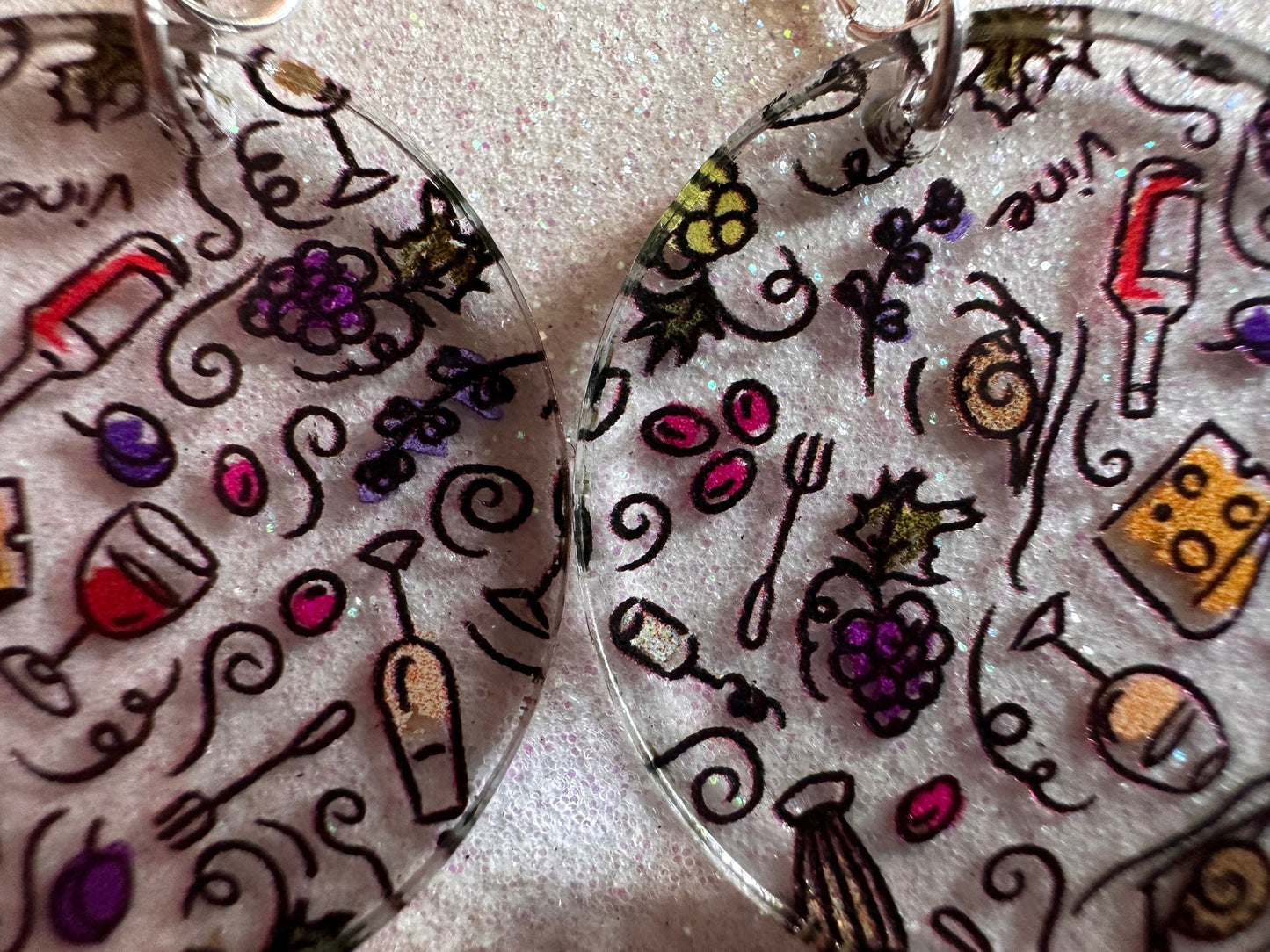 Cheese & Wine Earrings: Laser Cut Acrylic Charcuterie, Dairy, Cow, Swiss Cheese, Slices, Food, Party, French, Snails, Gifts for Her/Him/Them