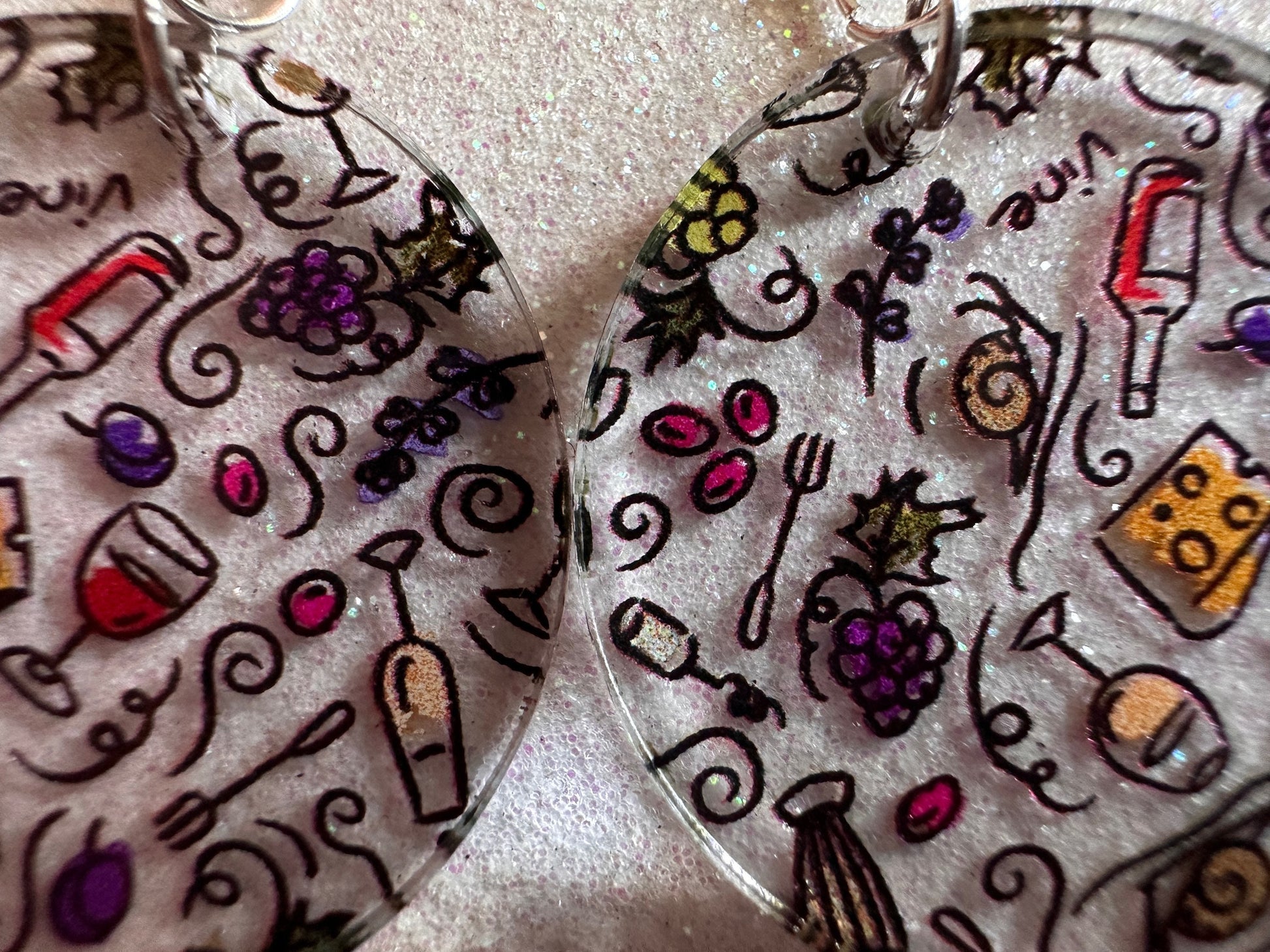 Cheese & Wine Earrings: Laser Cut Acrylic Charcuterie, Dairy, Cow, Swiss Cheese, Slices, Food, Party, French, Snails, Gifts for Her/Him/Them