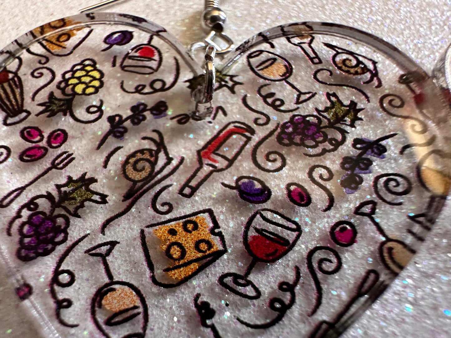 Cheese & Wine Earrings: Laser Cut Acrylic Charcuterie, Dairy, Cow, Swiss Cheese, Slices, Food, Party, French, Snails, Gifts for Her/Him/Them