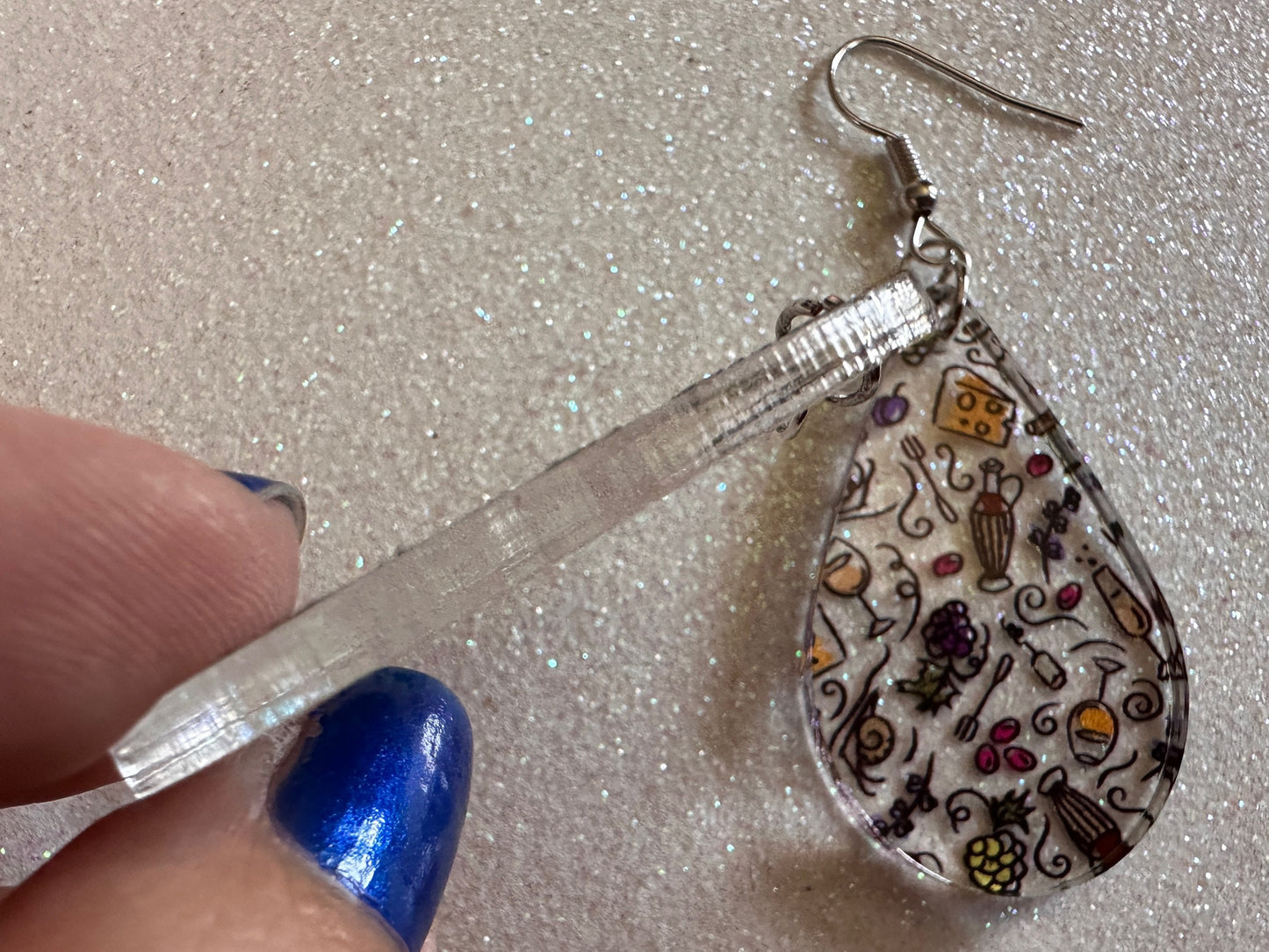 Cheese & Wine Earrings: Laser Cut Acrylic Charcuterie, Dairy, Cow, Swiss Cheese, Slices, Food, Party, French, Snails, Gifts for Her/Him/Them