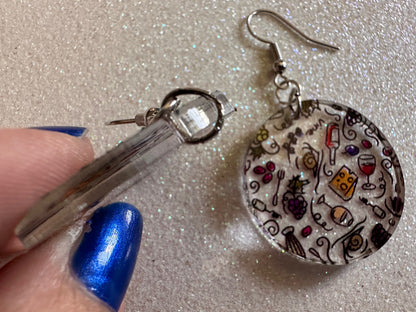 Cheese & Wine Earrings: Laser Cut Acrylic Charcuterie, Dairy, Cow, Swiss Cheese, Slices, Food, Party, French, Snails, Gifts for Her/Him/Them