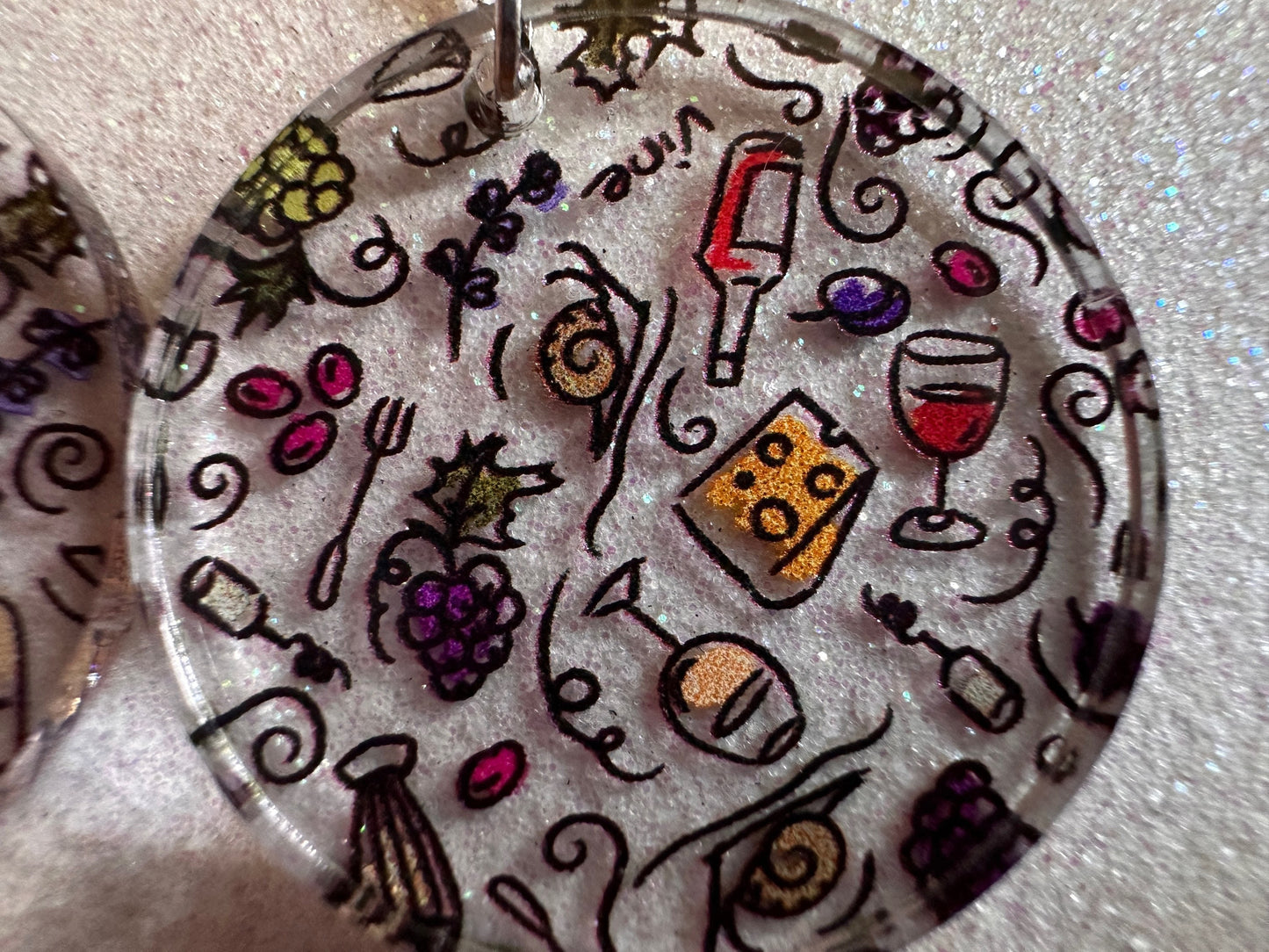 Cheese & Wine Earrings: Laser Cut Acrylic Charcuterie, Dairy, Cow, Swiss Cheese, Slices, Food, Party, French, Snails, Gifts for Her/Him/Them