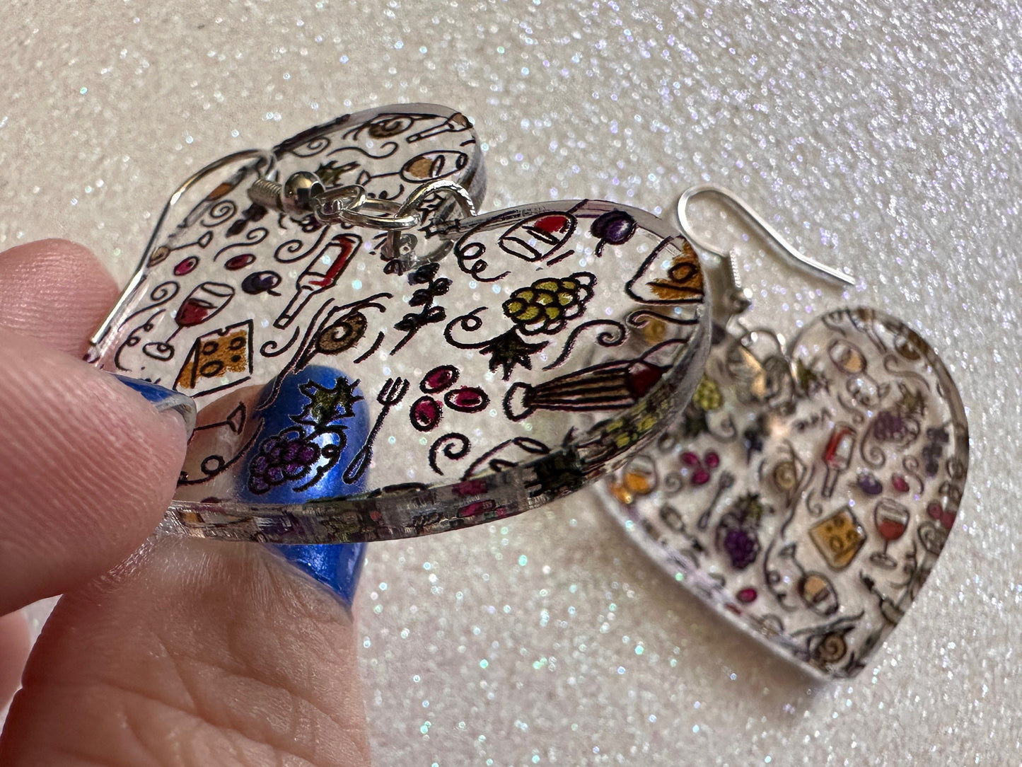 Cheese & Wine Earrings: Laser Cut Acrylic Charcuterie, Dairy, Cow, Swiss Cheese, Slices, Food, Party, French, Snails, Gifts for Her/Him/Them