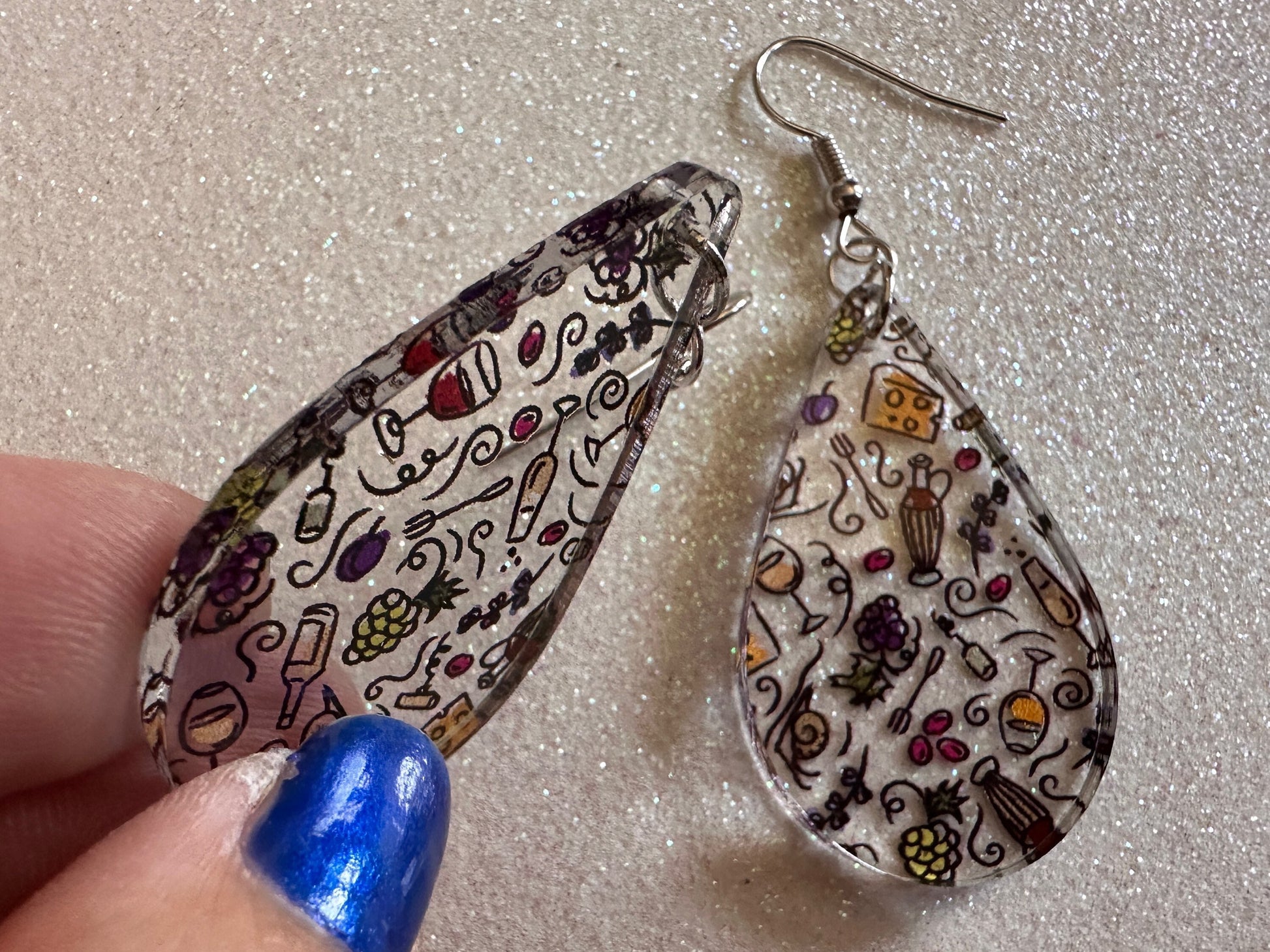 Cheese & Wine Earrings: Laser Cut Acrylic Charcuterie, Dairy, Cow, Swiss Cheese, Slices, Food, Party, French, Snails, Gifts for Her/Him/Them