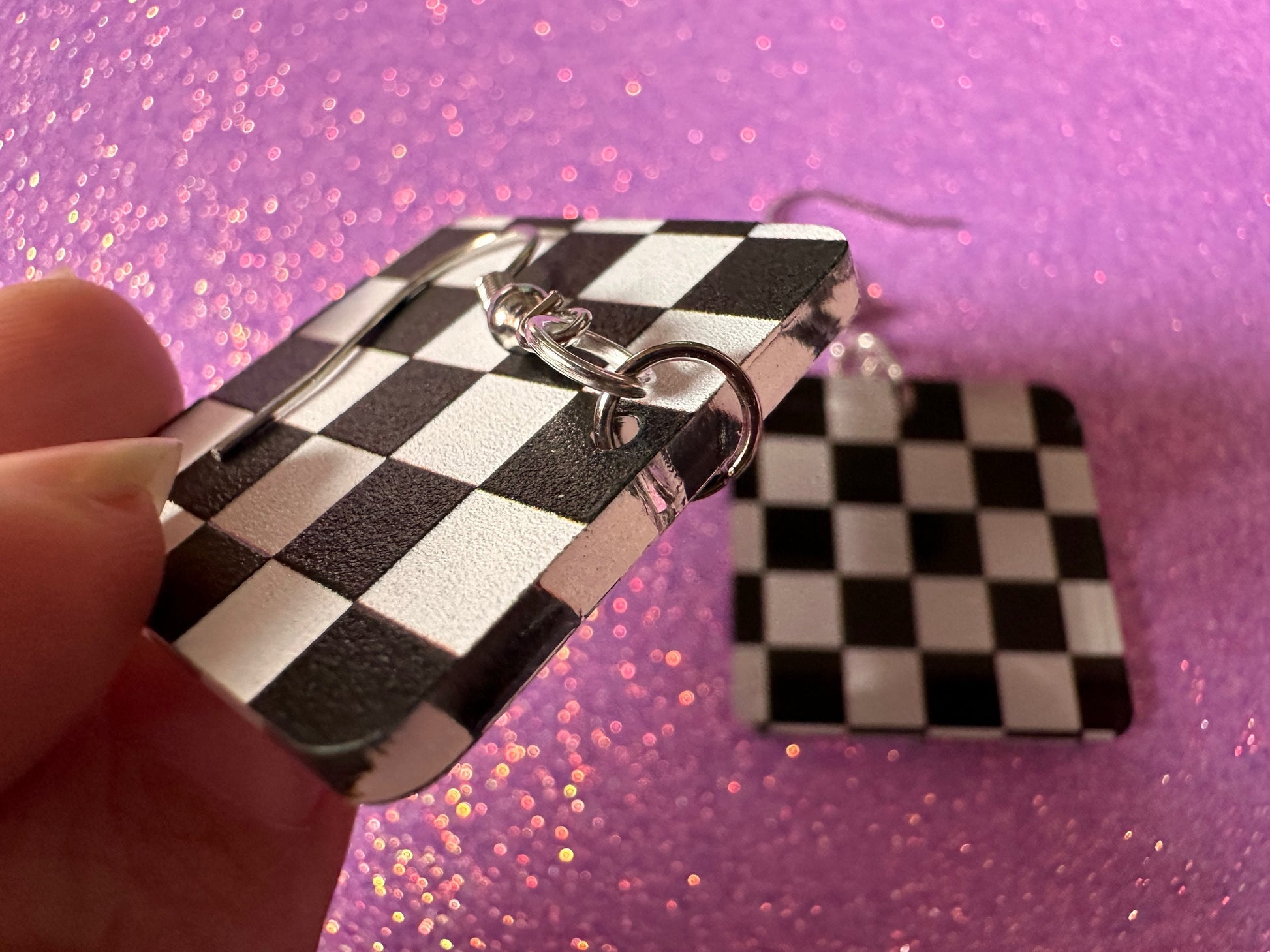 Chess Board Earrings: Laser Cut Acrylic Chess Board, Checkered, Chess Game, Board Game, King, Queen, Pawn, Best Gifts for Her/Him/Them