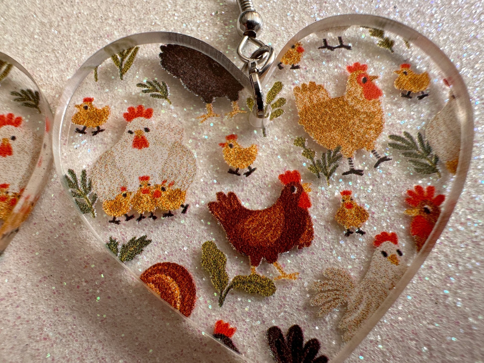 Chicken Earrings: Laser Cut Acrylic Chickens, Rooster, Farm Animals, Cottage Core, Chicks, Hens, Birds, Country, Best Gifts for Her/Him/Them