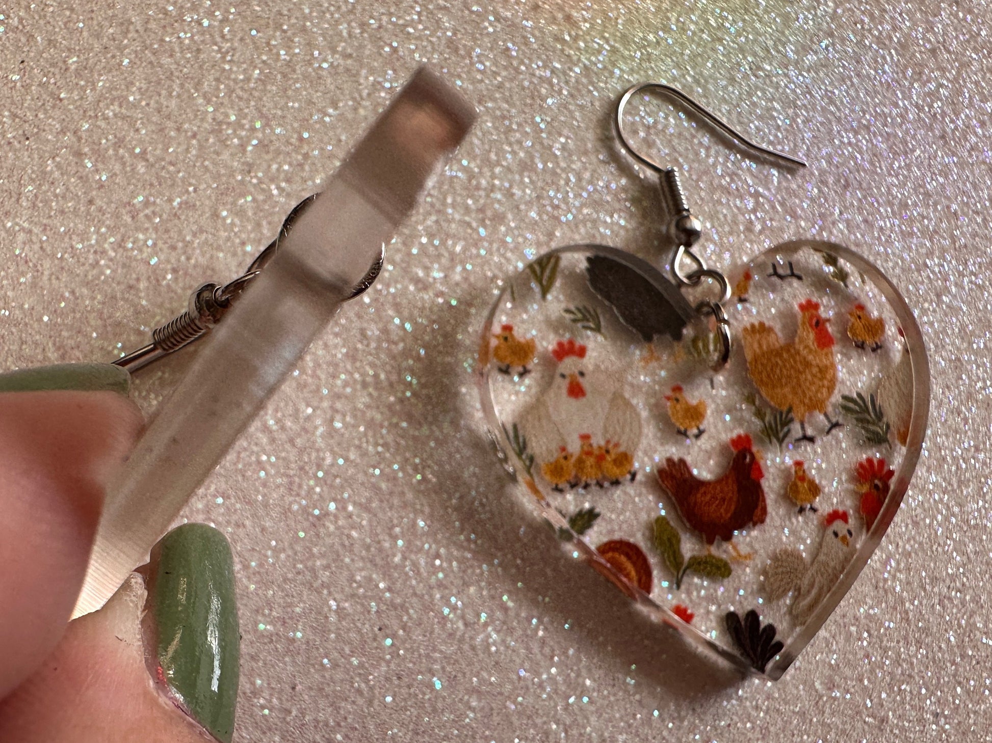 Chicken Earrings: Laser Cut Acrylic Chickens, Rooster, Farm Animals, Cottage Core, Chicks, Hens, Birds, Country, Best Gifts for Her/Him/Them