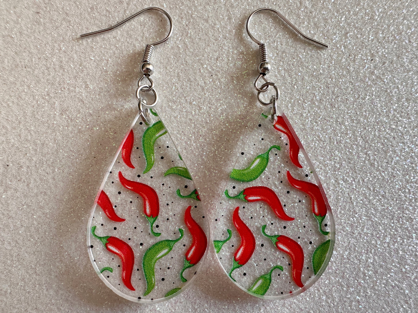 Chilli Pepper Earrings: Laser Cut Acrylic Peppers, Vegetables, Veggies, Gardening, Spicy, Food Earrings, Green, Best Gifts for Her/Him/Them