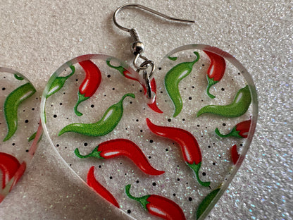 Chilli Pepper Earrings: Laser Cut Acrylic Peppers, Vegetables, Veggies, Gardening, Spicy, Food Earrings, Green, Best Gifts for Her/Him/Them