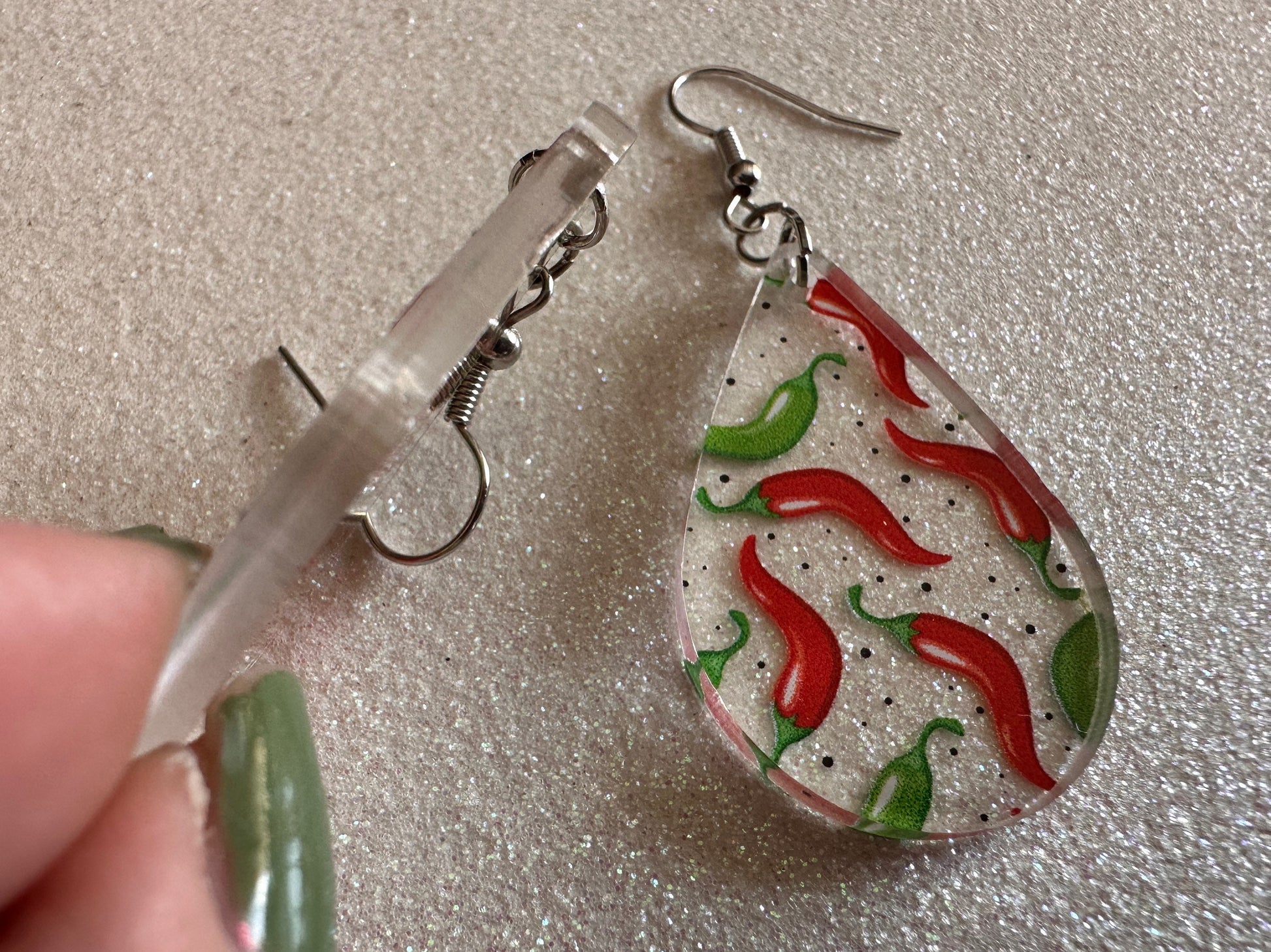 Chilli Pepper Earrings: Laser Cut Acrylic Peppers, Vegetables, Veggies, Gardening, Spicy, Food Earrings, Green, Best Gifts for Her/Him/Them