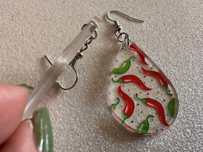 Chilli Pepper Earrings: Laser Cut Acrylic Peppers, Vegetables, Veggies, Gardening, Spicy, Food Earrings, Green, Best Gifts for Her/Him/Them