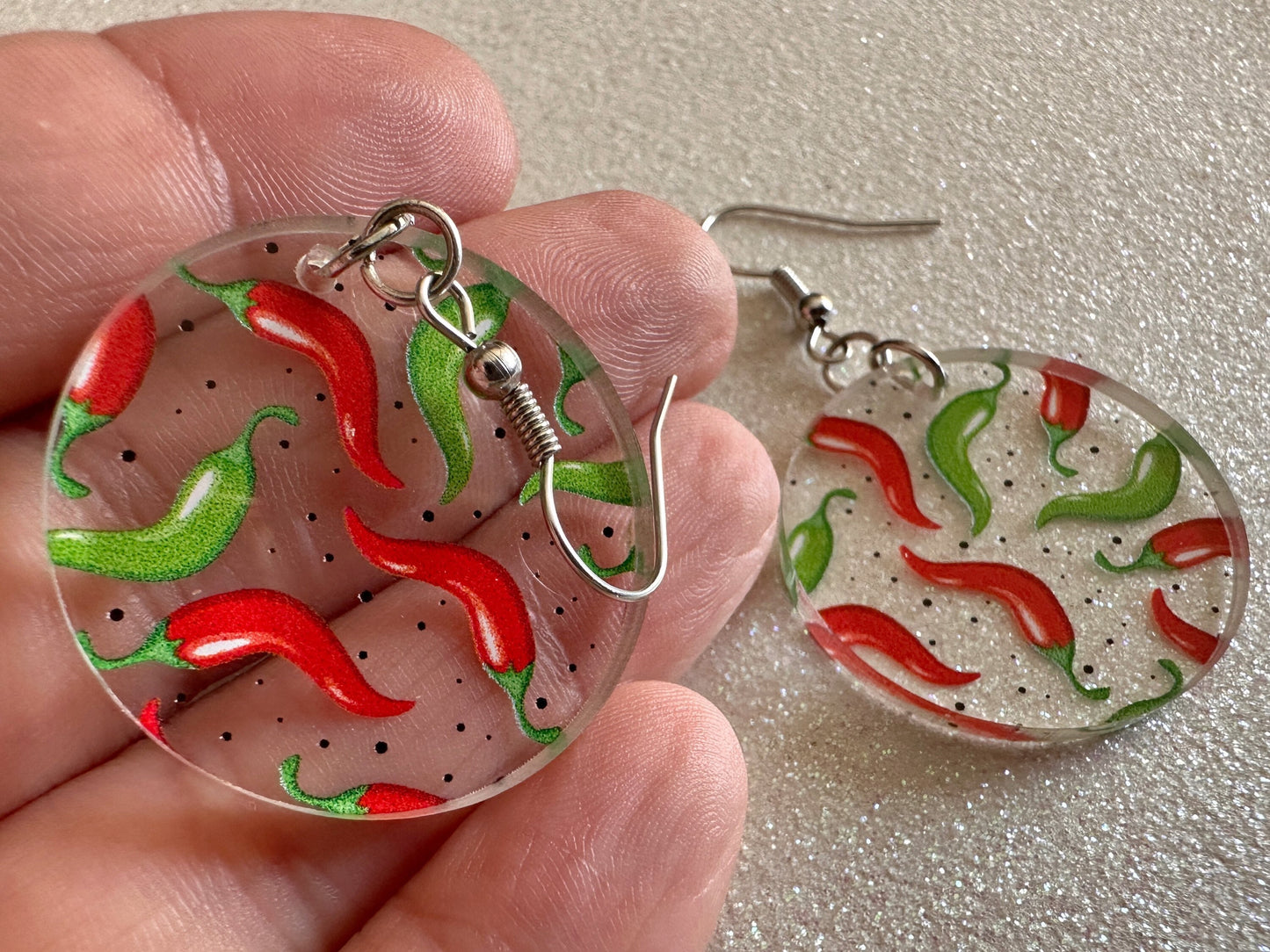 Chilli Pepper Earrings: Laser Cut Acrylic Peppers, Vegetables, Veggies, Gardening, Spicy, Food Earrings, Green, Best Gifts for Her/Him/Them