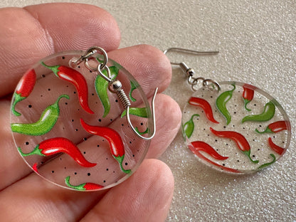 Chilli Pepper Earrings: Laser Cut Acrylic Peppers, Vegetables, Veggies, Gardening, Spicy, Food Earrings, Green, Best Gifts for Her/Him/Them