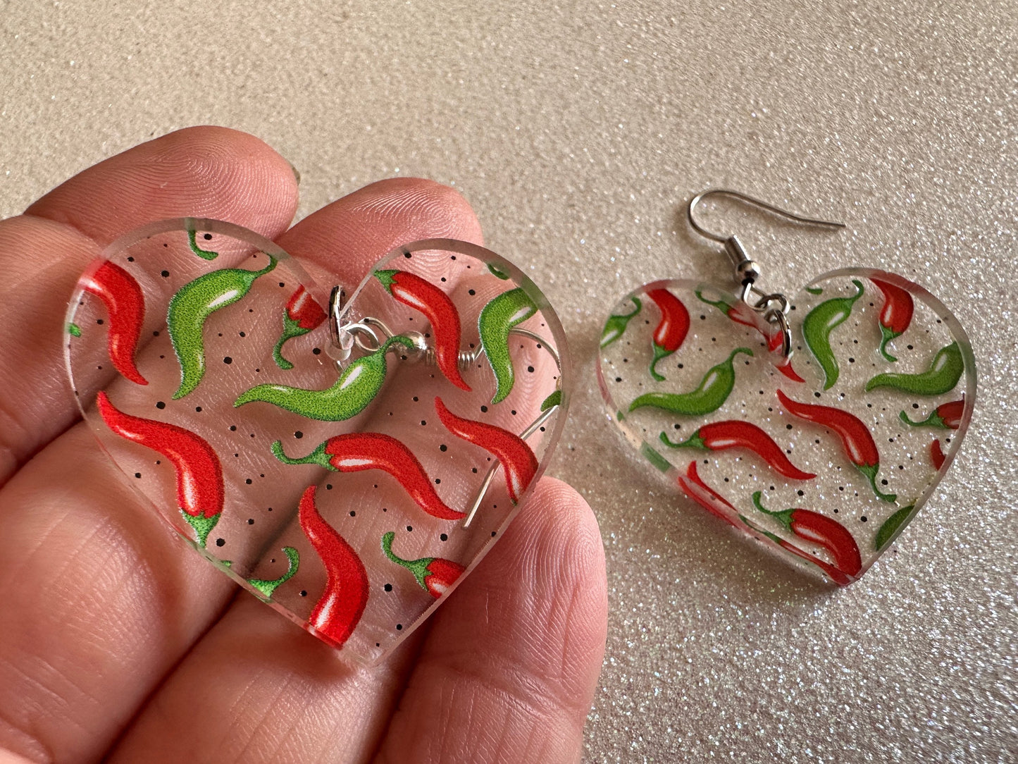 Chilli Pepper Earrings: Laser Cut Acrylic Peppers, Vegetables, Veggies, Gardening, Spicy, Food Earrings, Green, Best Gifts for Her/Him/Them