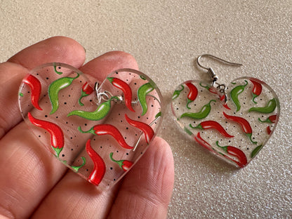 Chilli Pepper Earrings: Laser Cut Acrylic Peppers, Vegetables, Veggies, Gardening, Spicy, Food Earrings, Green, Best Gifts for Her/Him/Them