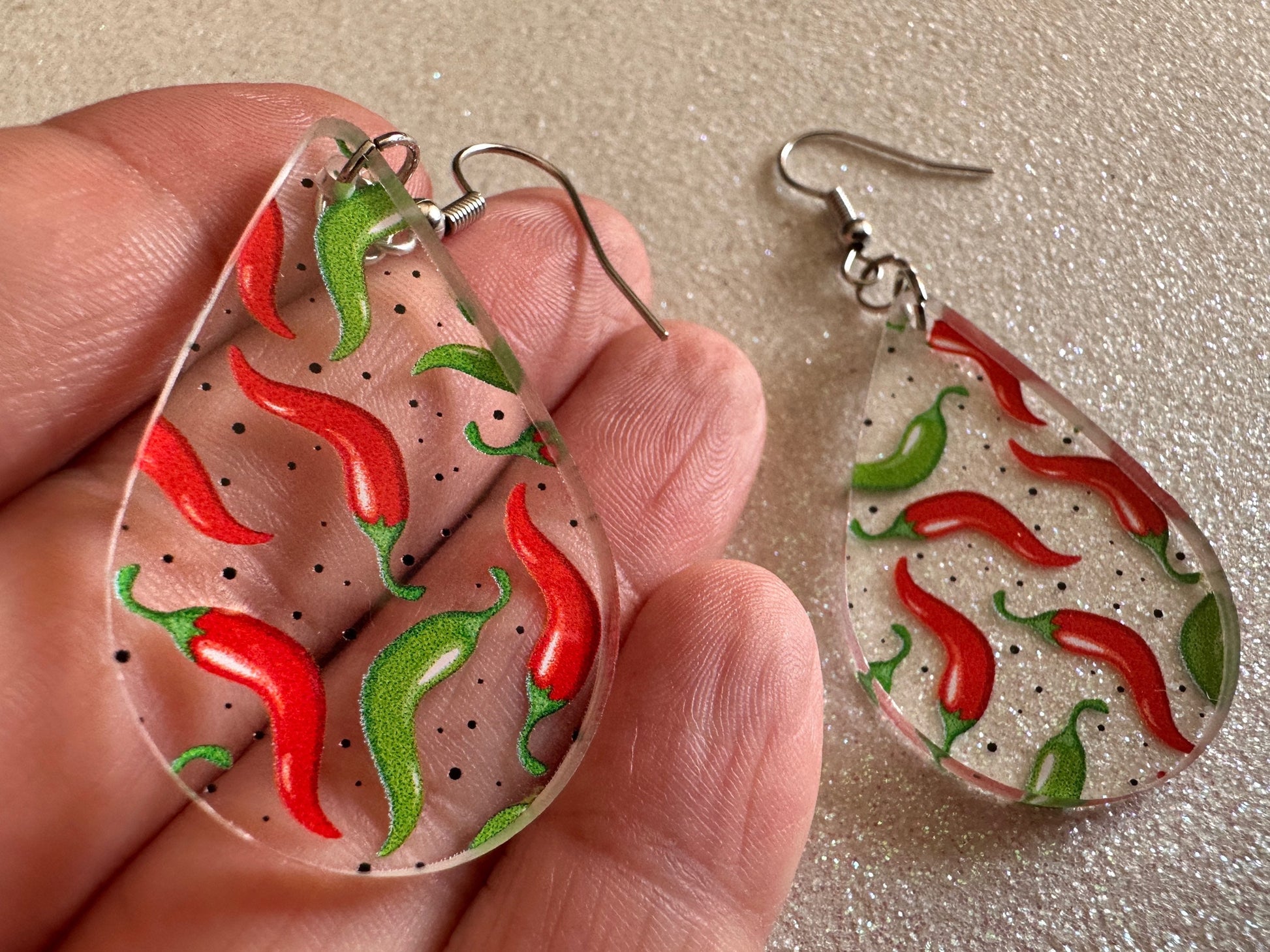 Chilli Pepper Earrings: Laser Cut Acrylic Peppers, Vegetables, Veggies, Gardening, Spicy, Food Earrings, Green, Best Gifts for Her/Him/Them