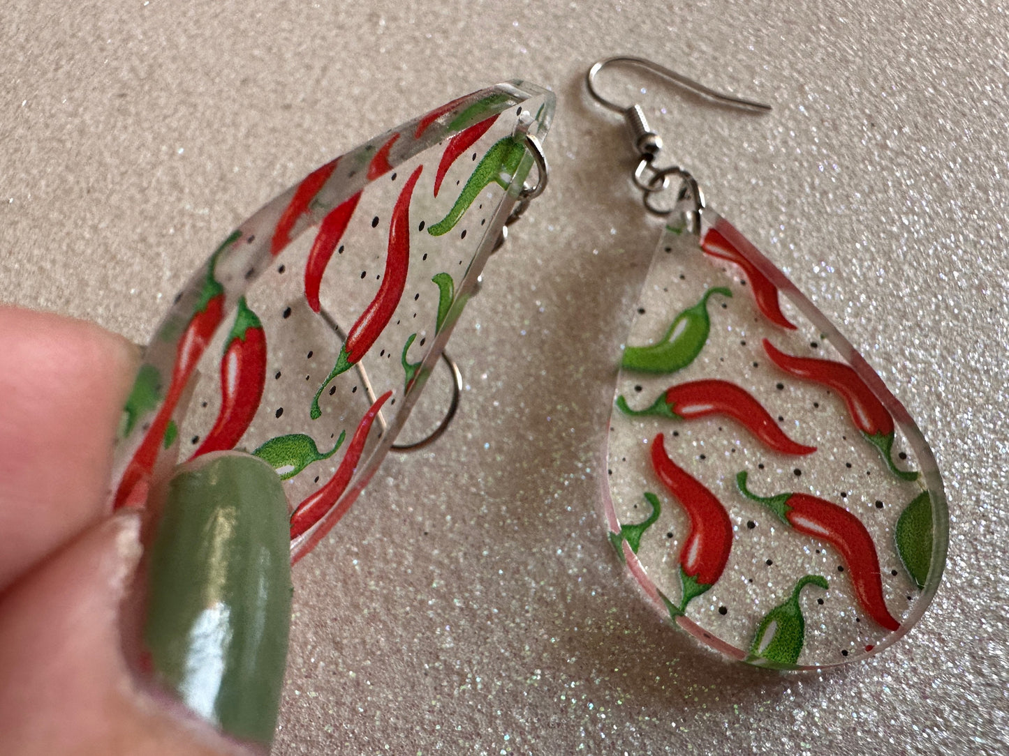 Chilli Pepper Earrings: Laser Cut Acrylic Peppers, Vegetables, Veggies, Gardening, Spicy, Food Earrings, Green, Best Gifts for Her/Him/Them