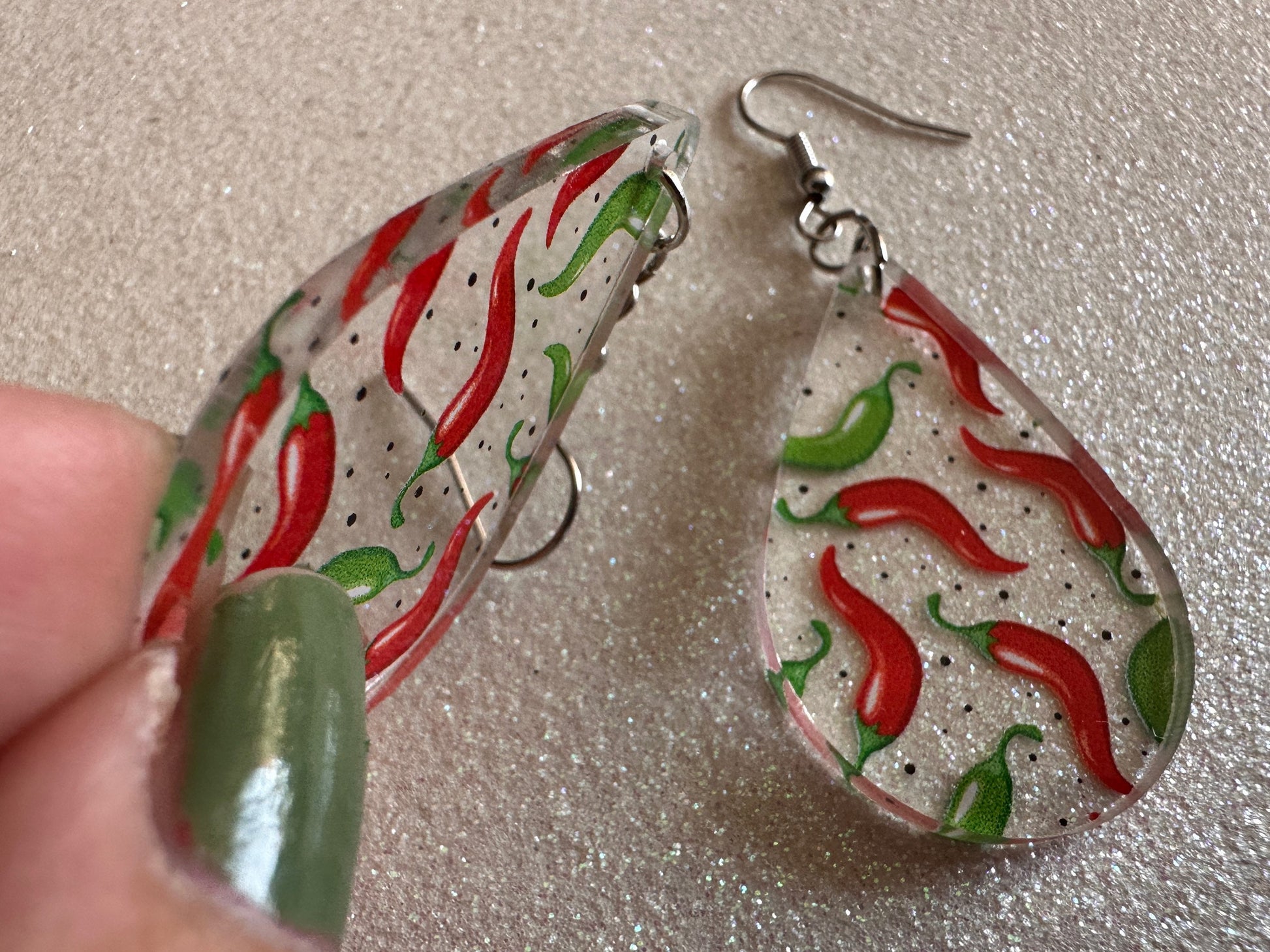 Chilli Pepper Earrings: Laser Cut Acrylic Peppers, Vegetables, Veggies, Gardening, Spicy, Food Earrings, Green, Best Gifts for Her/Him/Them