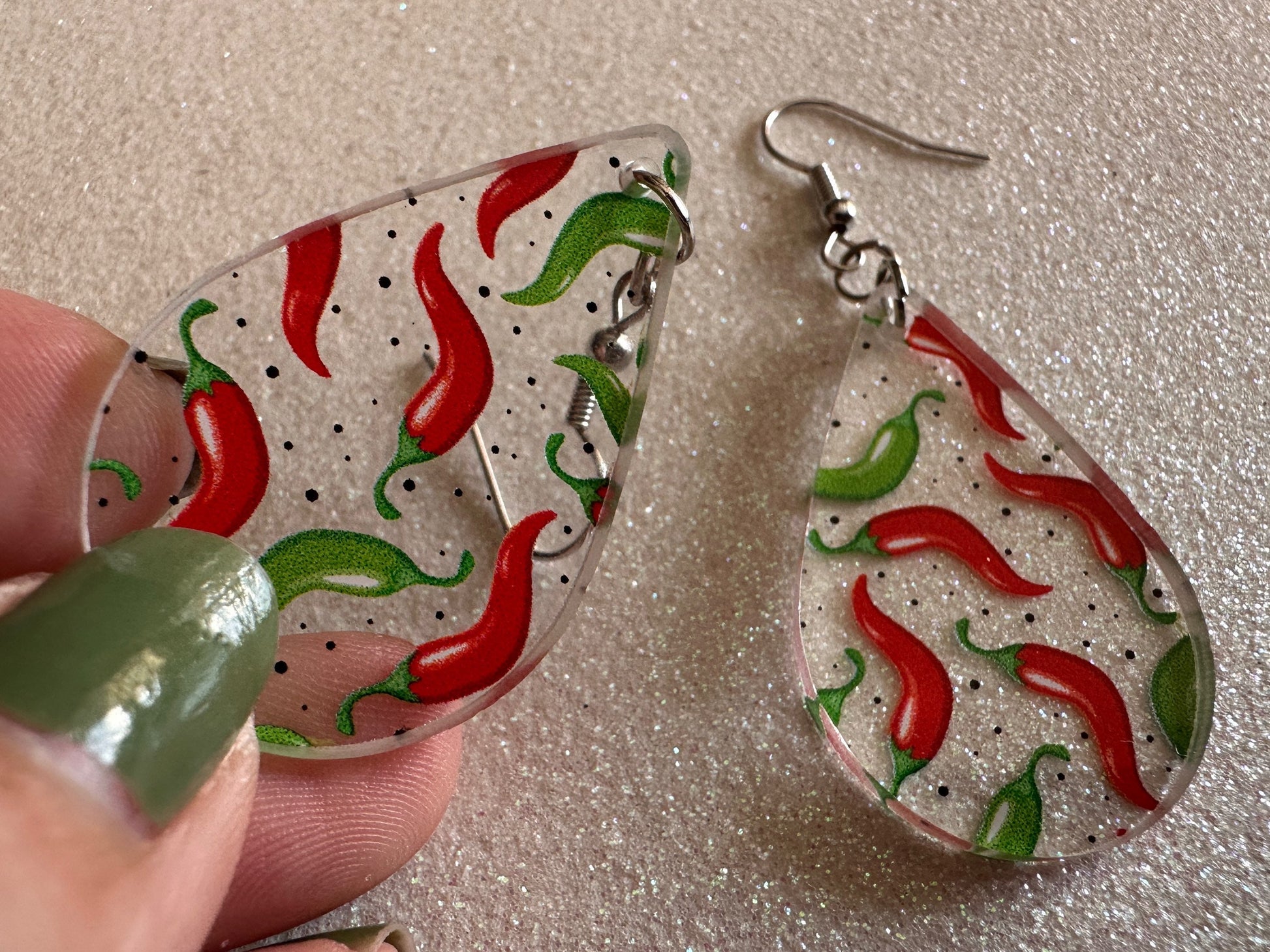 Chilli Pepper Earrings: Laser Cut Acrylic Peppers, Vegetables, Veggies, Gardening, Spicy, Food Earrings, Green, Best Gifts for Her/Him/Them