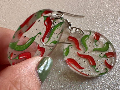 Chilli Pepper Earrings: Laser Cut Acrylic Peppers, Vegetables, Veggies, Gardening, Spicy, Food Earrings, Green, Best Gifts for Her/Him/Them