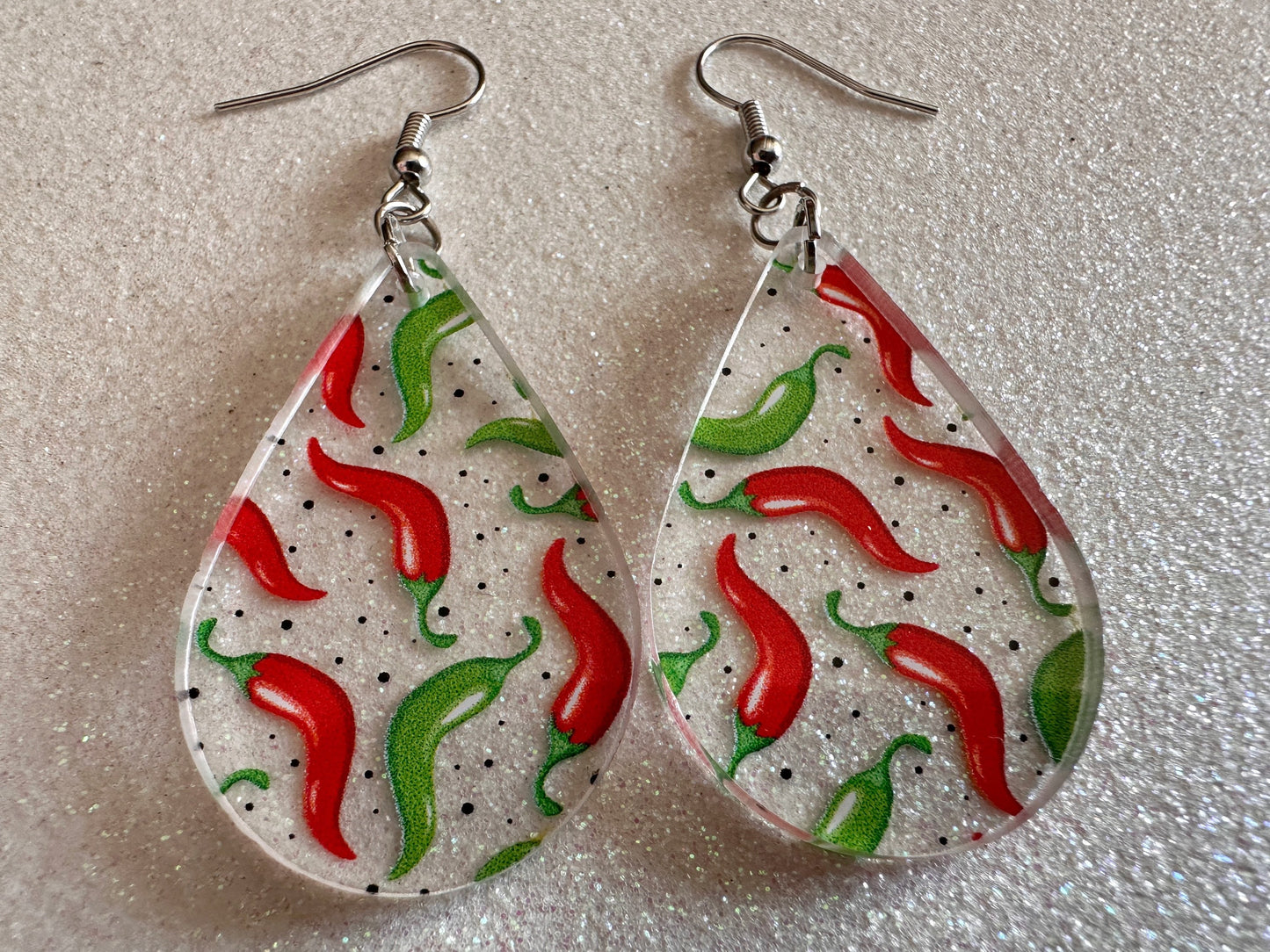 Chilli Pepper Earrings: Laser Cut Acrylic Peppers, Vegetables, Veggies, Gardening, Spicy, Food Earrings, Green, Best Gifts for Her/Him/Them