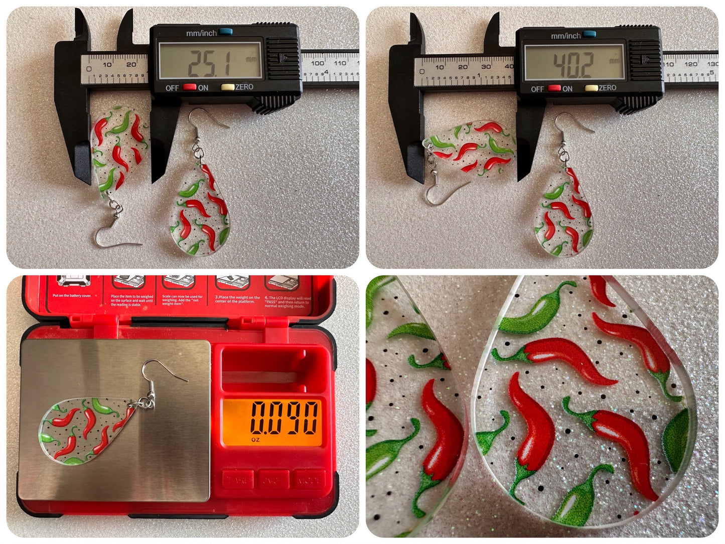 Chilli Pepper Earrings: Laser Cut Acrylic Peppers, Vegetables, Veggies, Gardening, Spicy, Food Earrings, Green, Best Gifts for Her/Him/Them