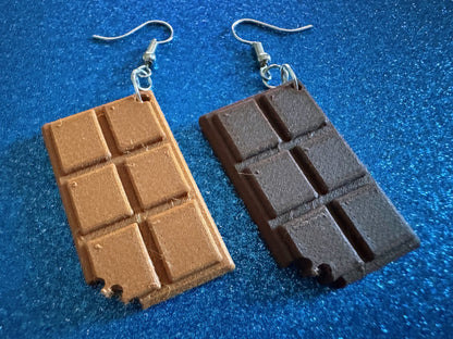 Choclate Earrings: 3D Printed Chocolate Bars, Bite of Choco, Gourmet, Candy, Valentine's Day, Dessert, Sweet, Best Gifts for Her/Him/Them