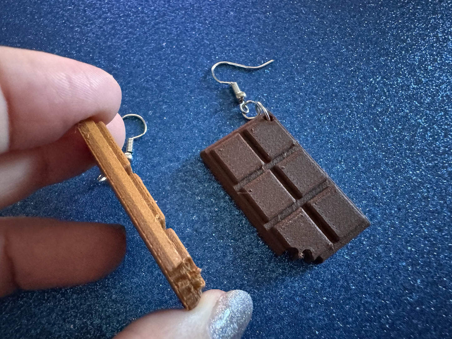 Choclate Earrings: 3D Printed Chocolate Bars, Bite of Choco, Gourmet, Candy, Valentine's Day, Dessert, Sweet, Best Gifts for Her/Him/Them