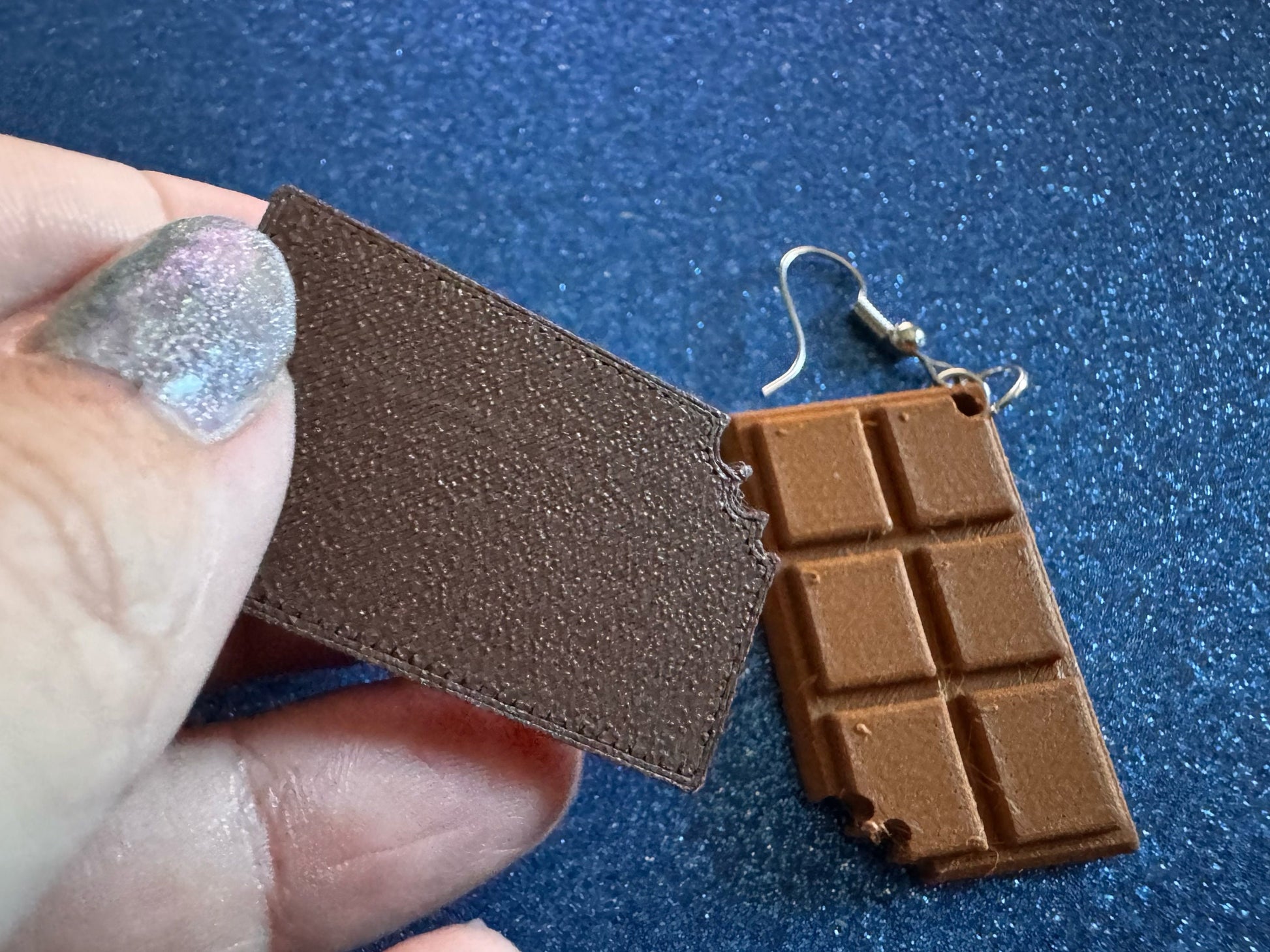 Choclate Earrings: 3D Printed Chocolate Bars, Bite of Choco, Gourmet, Candy, Valentine's Day, Dessert, Sweet, Best Gifts for Her/Him/Them
