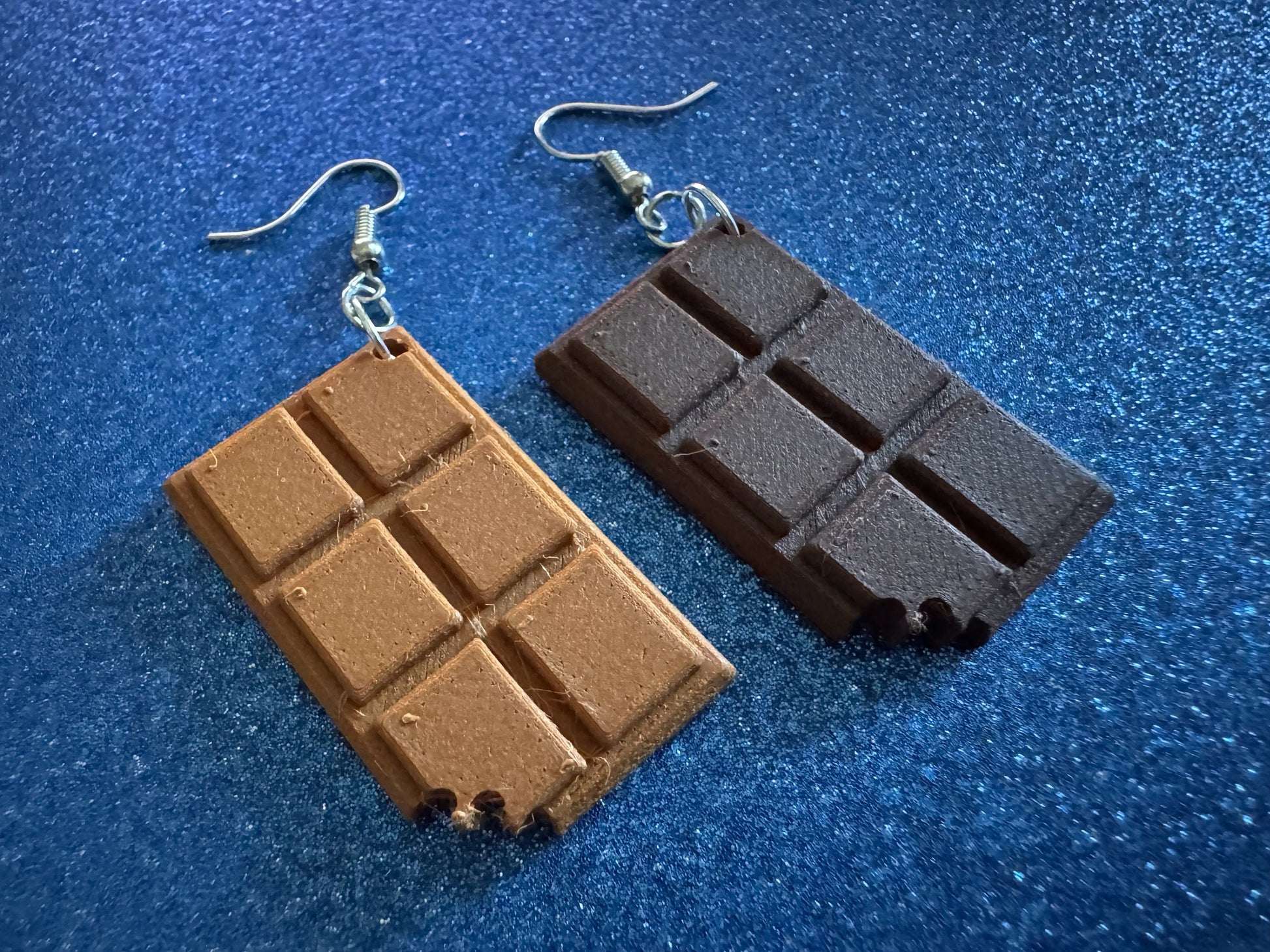 Choclate Earrings: 3D Printed Chocolate Bars, Bite of Choco, Gourmet, Candy, Valentine's Day, Dessert, Sweet, Best Gifts for Her/Him/Them