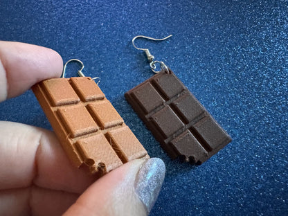 Choclate Earrings: 3D Printed Chocolate Bars, Bite of Choco, Gourmet, Candy, Valentine's Day, Dessert, Sweet, Best Gifts for Her/Him/Them