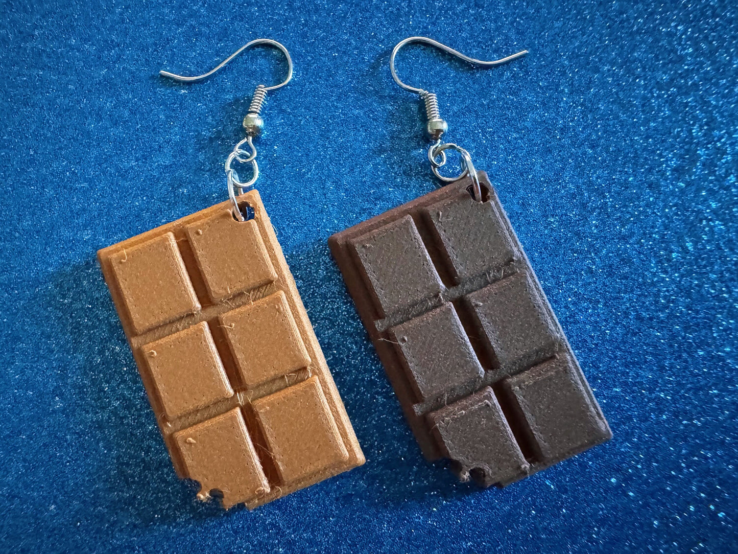 Choclate Earrings: 3D Printed Chocolate Bars, Bite of Choco, Gourmet, Candy, Valentine's Day, Dessert, Sweet, Best Gifts for Her/Him/Them