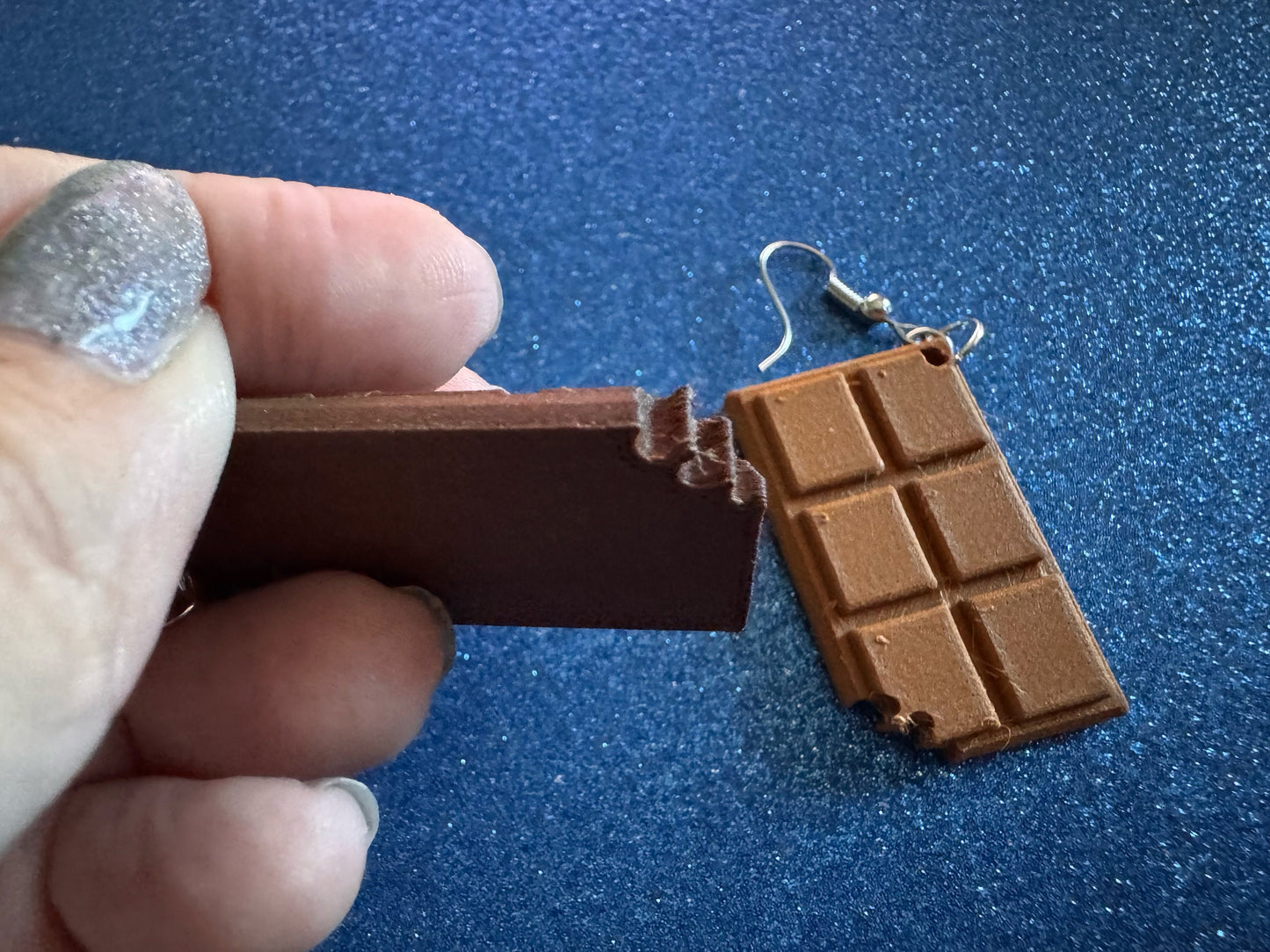 Choclate Earrings: 3D Printed Chocolate Bars, Bite of Choco, Gourmet, Candy, Valentine's Day, Dessert, Sweet, Best Gifts for Her/Him/Them