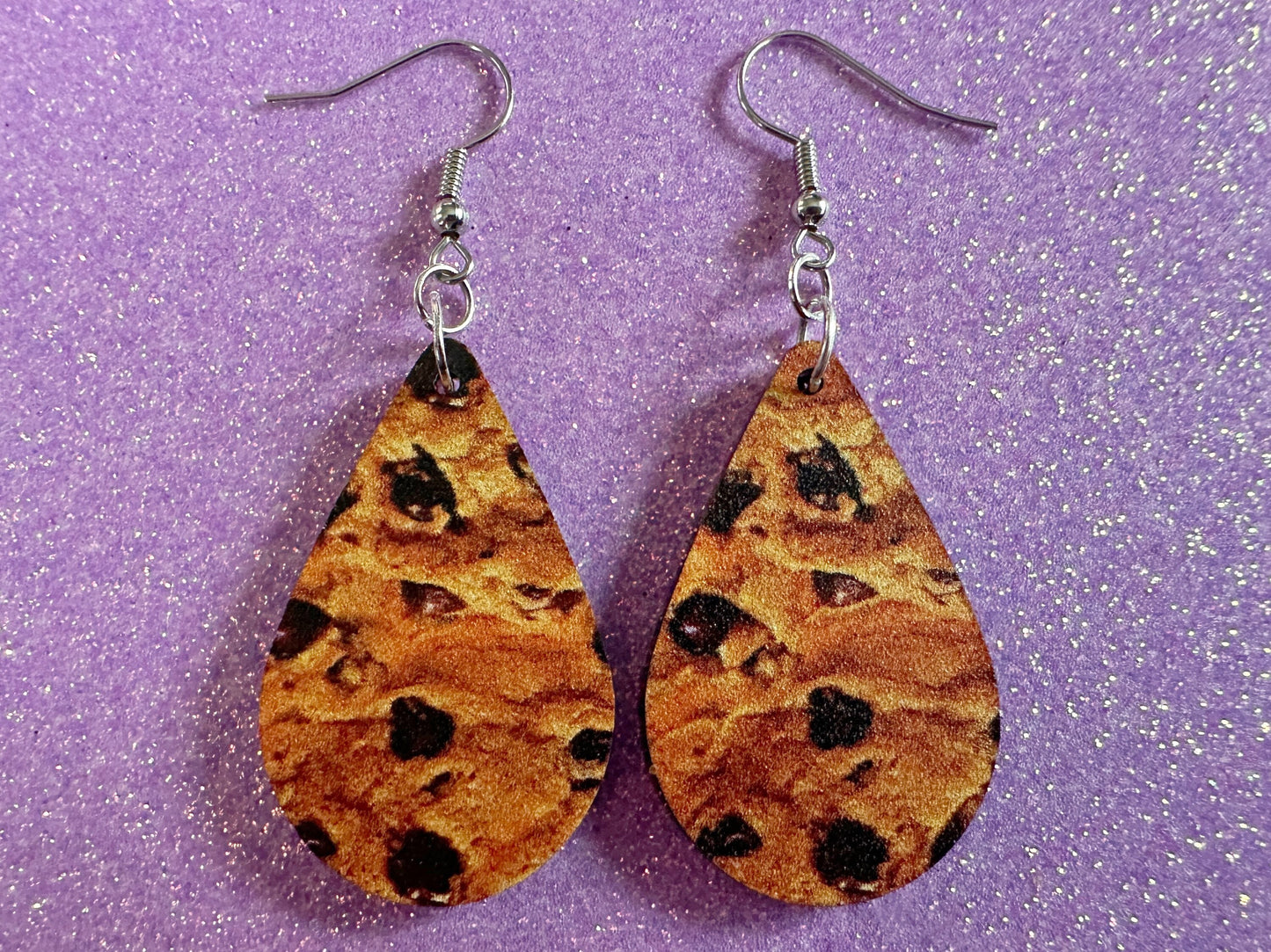 Chocolate Chip Cookie Earrings: Laser Cut Acrylic Cookies, Bakery, Snack, Dessert, Food Earrings, Biscuit, Best Gifts for Her/Him/Them