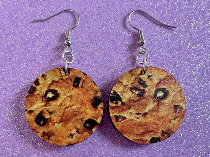 Chocolate Chip Cookie Earrings: Laser Cut Acrylic Cookies, Bakery, Snack, Dessert, Food Earrings, Biscuit, Best Gifts for Her/Him/Them