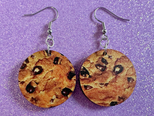 Chocolate Chip Cookie Earrings: Laser Cut Acrylic Cookies, Bakery, Snack, Dessert, Food Earrings, Biscuit, Best Gifts for Her/Him/Them