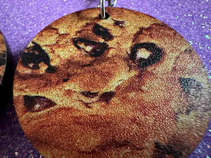 Chocolate Chip Cookie Earrings: Laser Cut Acrylic Cookies, Bakery, Snack, Dessert, Food Earrings, Biscuit, Best Gifts for Her/Him/Them