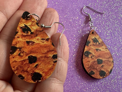 Chocolate Chip Cookie Earrings: Laser Cut Acrylic Cookies, Bakery, Snack, Dessert, Food Earrings, Biscuit, Best Gifts for Her/Him/Them