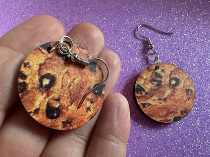 Chocolate Chip Cookie Earrings: Laser Cut Acrylic Cookies, Bakery, Snack, Dessert, Food Earrings, Biscuit, Best Gifts for Her/Him/Them