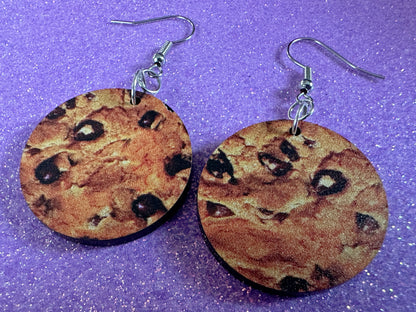 Chocolate Chip Cookie Earrings: Laser Cut Acrylic Cookies, Bakery, Snack, Dessert, Food Earrings, Biscuit, Best Gifts for Her/Him/Them